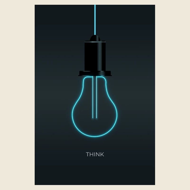 Think – Creative Neon Idea in Electric Blue