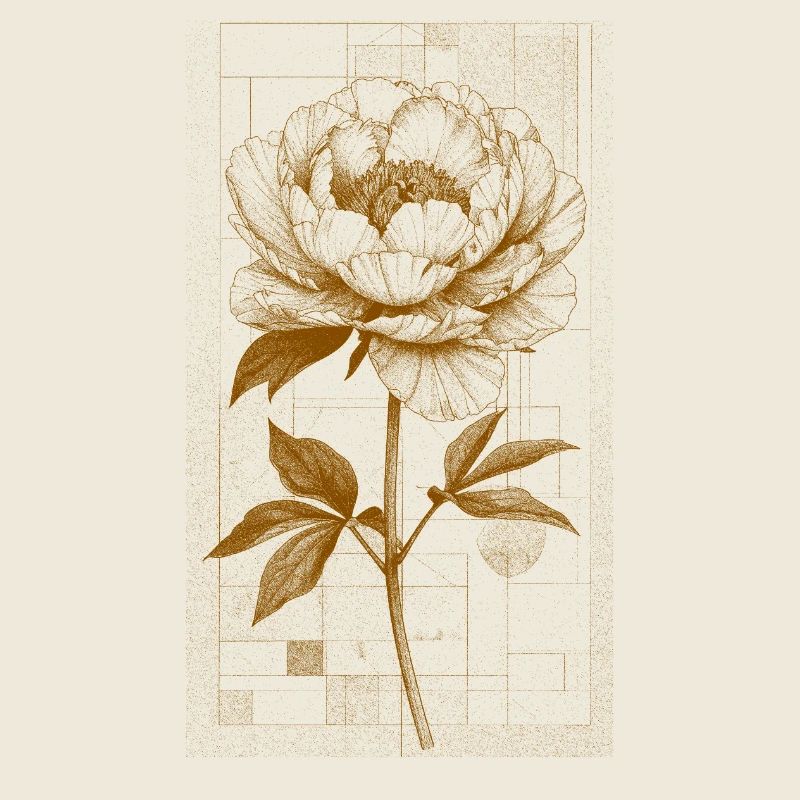 Fleur d’or dans cadre en treillis