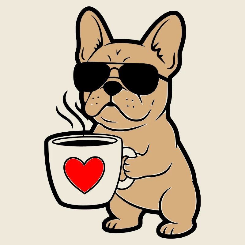 Frenchie Hund Kaffee Comic