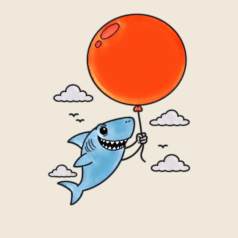 Shark with red balloon