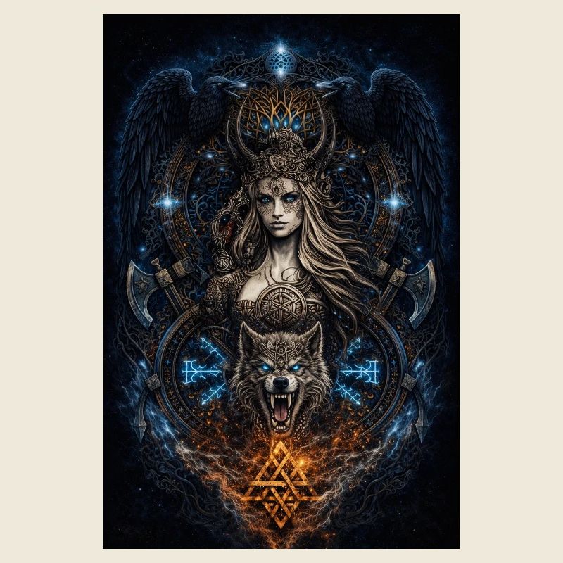 Wikinger Freya Hugin & Munin Wolf Runen