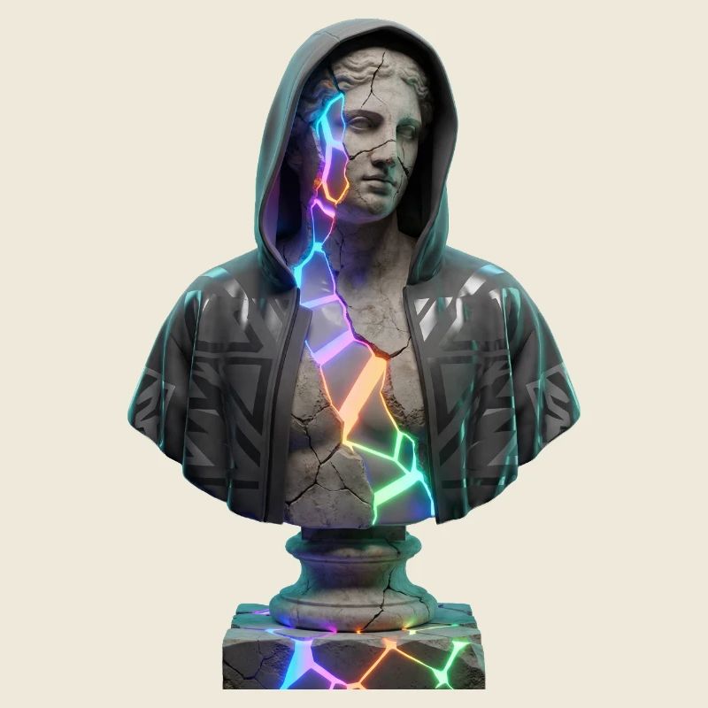 Neon Cracks Pullover Hoodie Statue