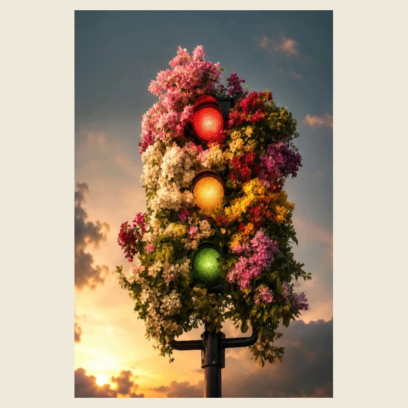 Lumière florale de feu de circulation
