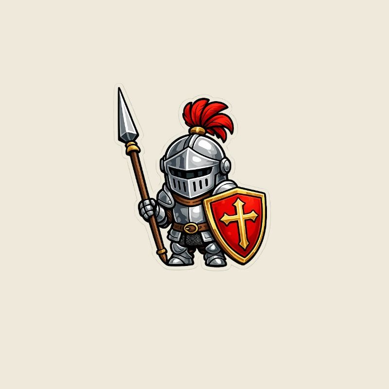 Little knight with lance . AI generated