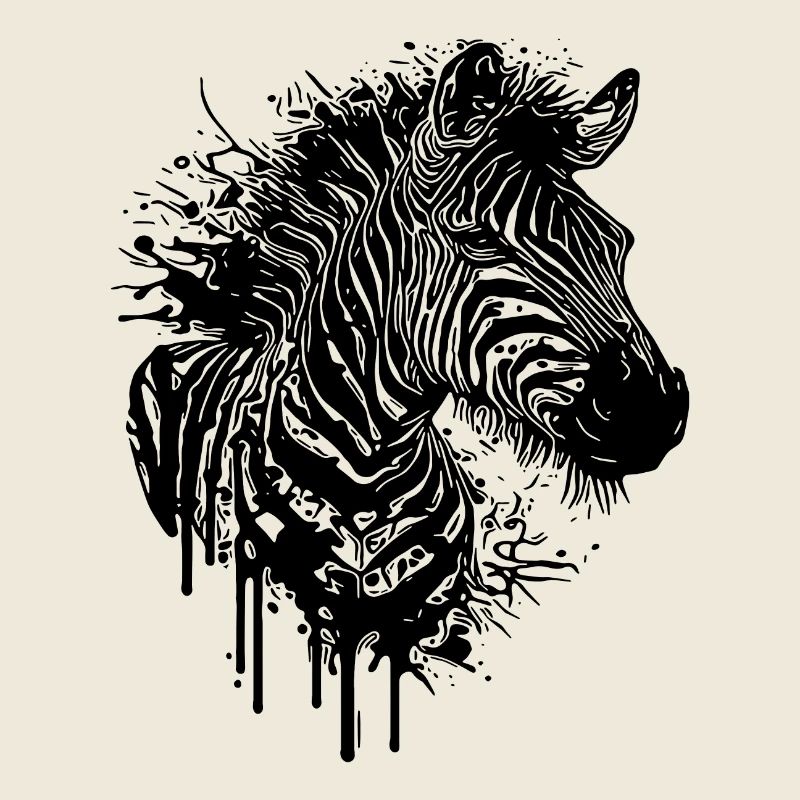 Wild Zebra Splash Tattoo Style