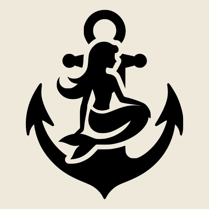 Tattoo Schiff Anker mit Elegante Meerjungfrau