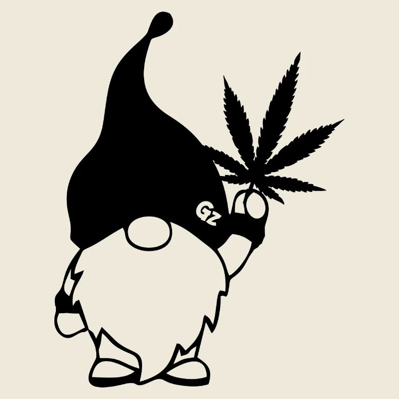 Süßer Hanf Gnom/Zwerg mit Cannabisblatt