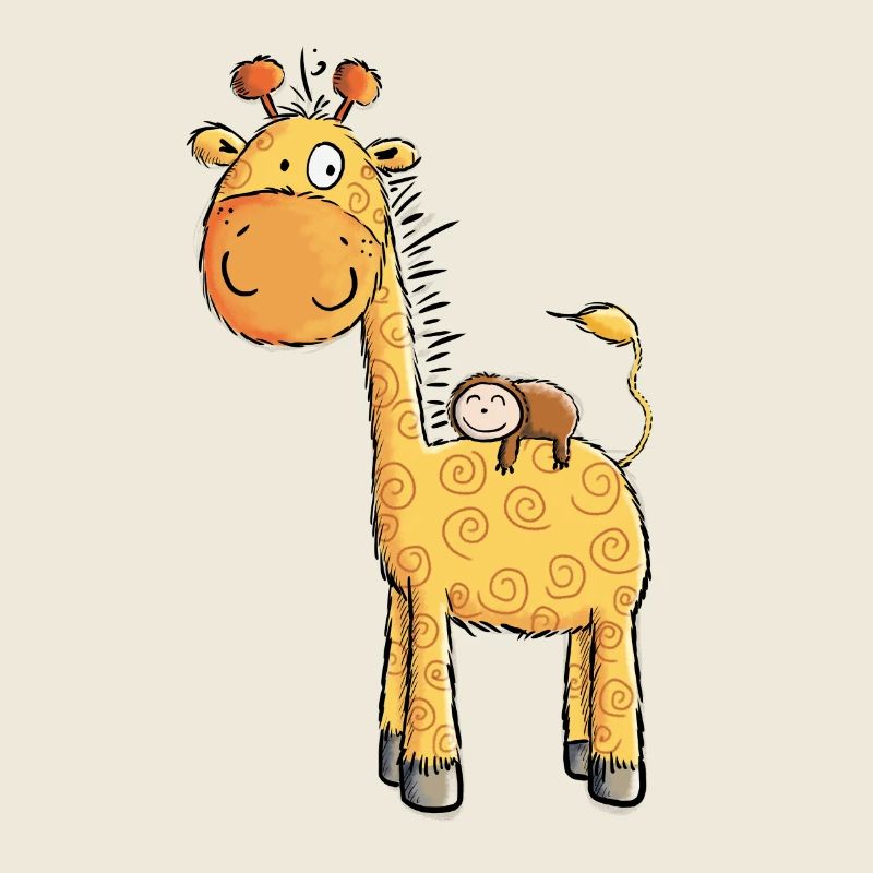 Cute Giraffe with Sloth I Wild Animal Comic