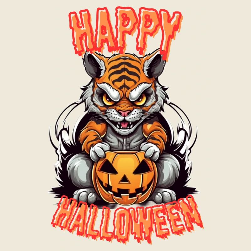 Tigres d’Halloween effrayants avec citrouille