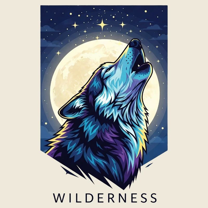 Mystical Wolf under Full Moon