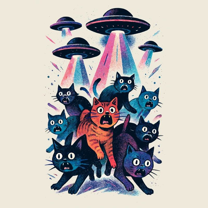 Alien UFOs UFO Cat Cats Beaming Gift
