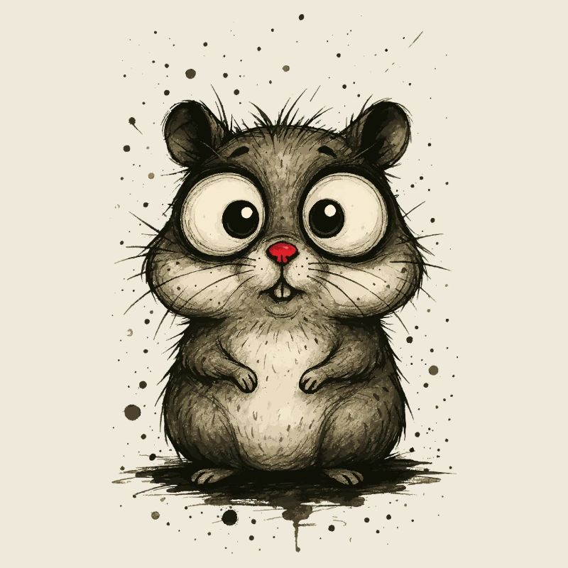 Funny hamster with big eyes – comic splash