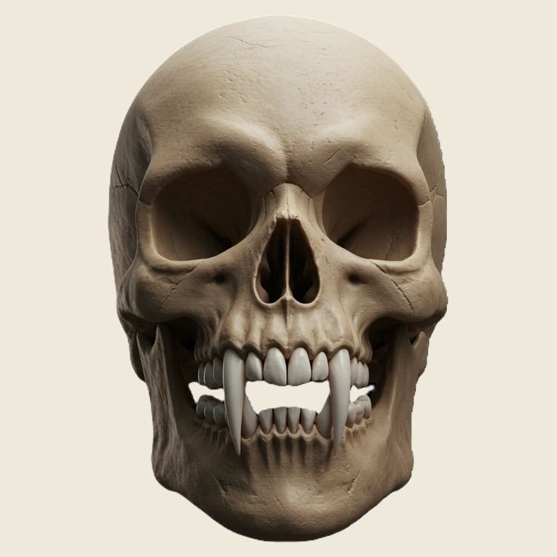 Skull with Vampire Fangs