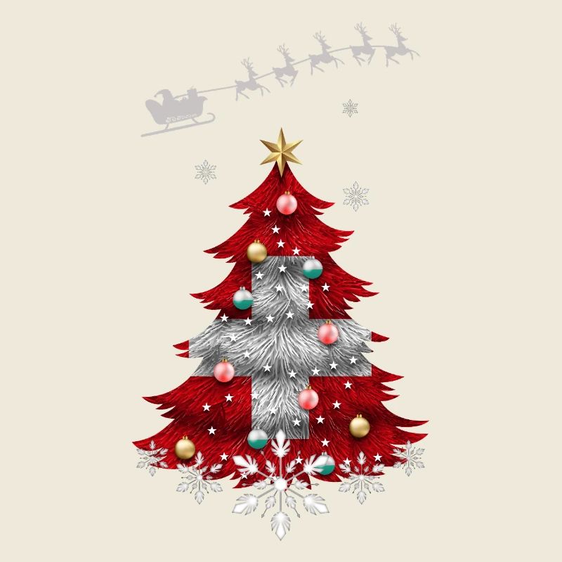 Sapin de Noël avec drapeau suisse