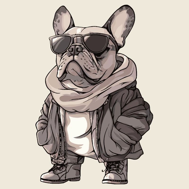 French Buldog Dog Cool Winter