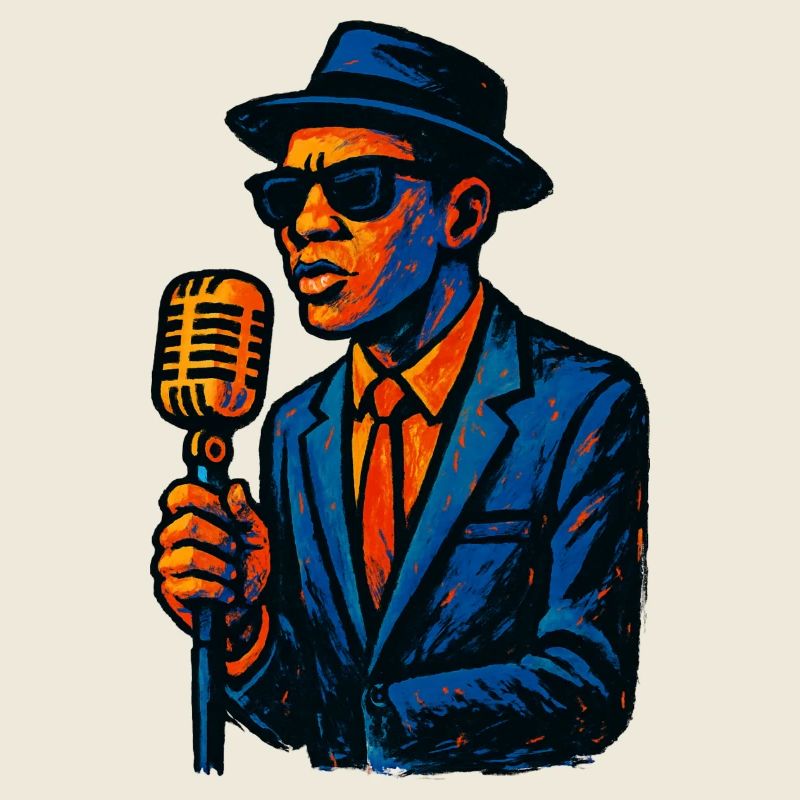 Chanteur de Jazz Vintage avec Microphone