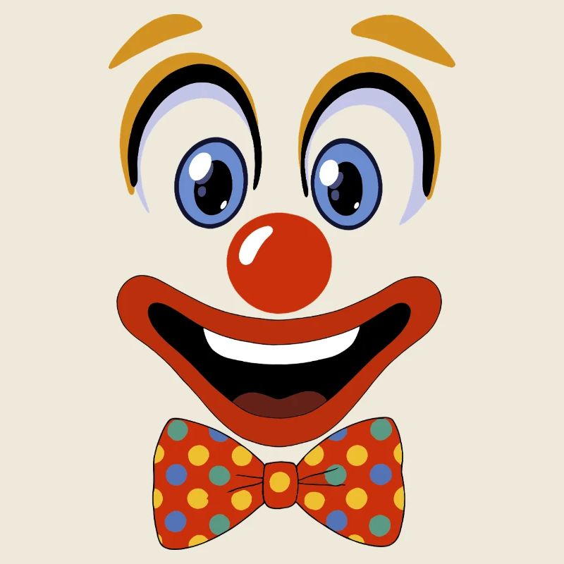 Visage de clown avec nœud papillon coloré