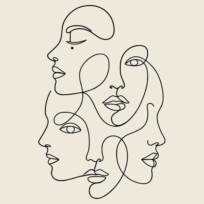 Minimalist One Line Multi Face