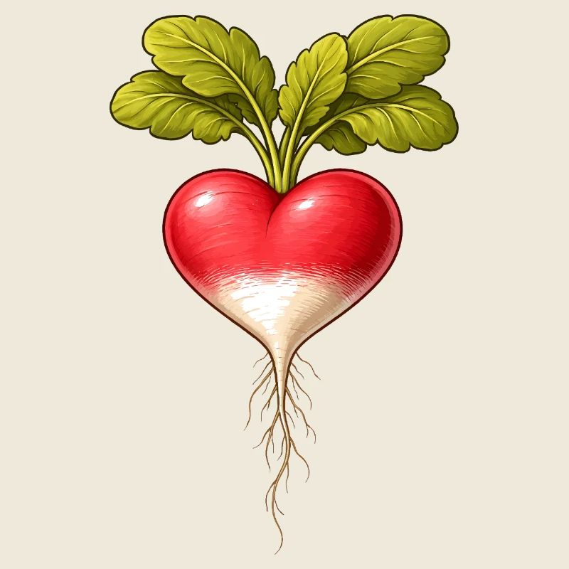 Radieschen Herzform Vintage Botanisch 