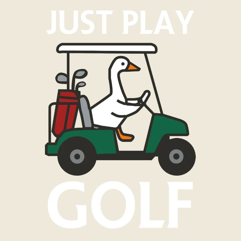 Un canard dans une voiturette de golf – Jouez simplement au golf