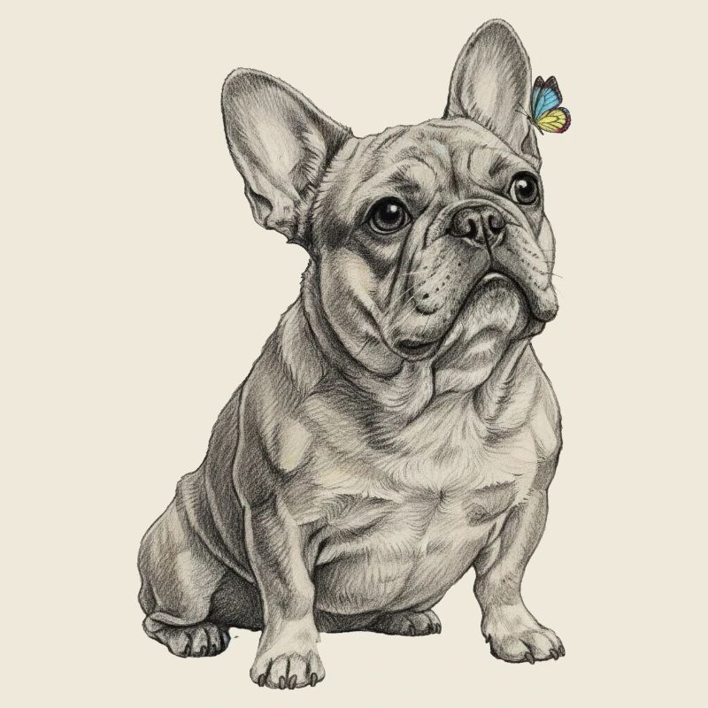 Bulldog with butterfly accent