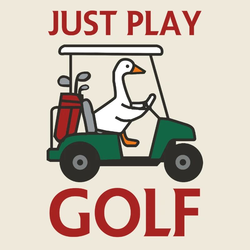 Une oie dans une voiturette de golf – Jouez simplement au golf