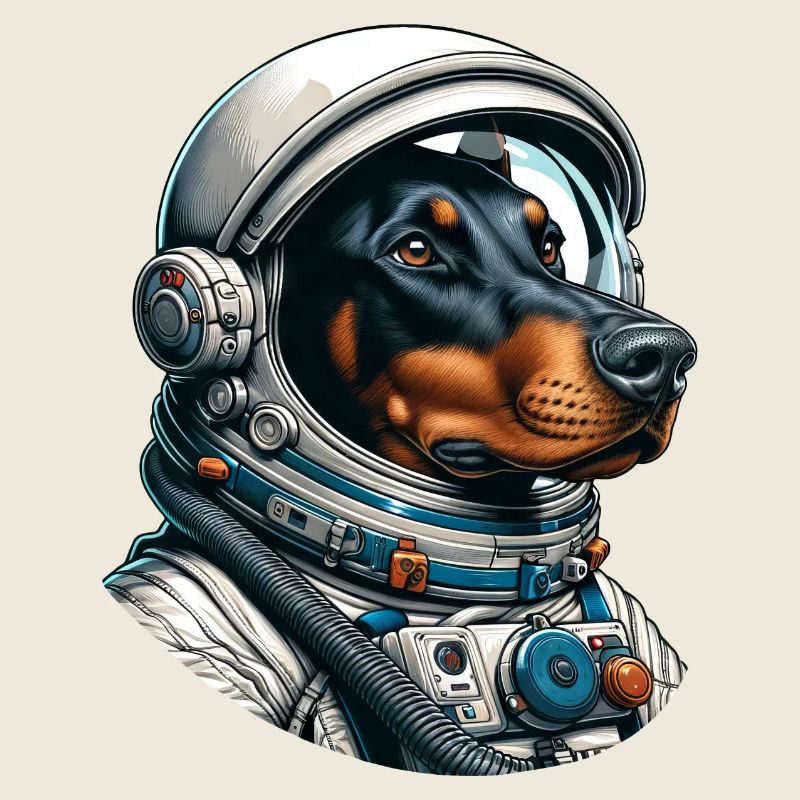 Doberman astronaut in space