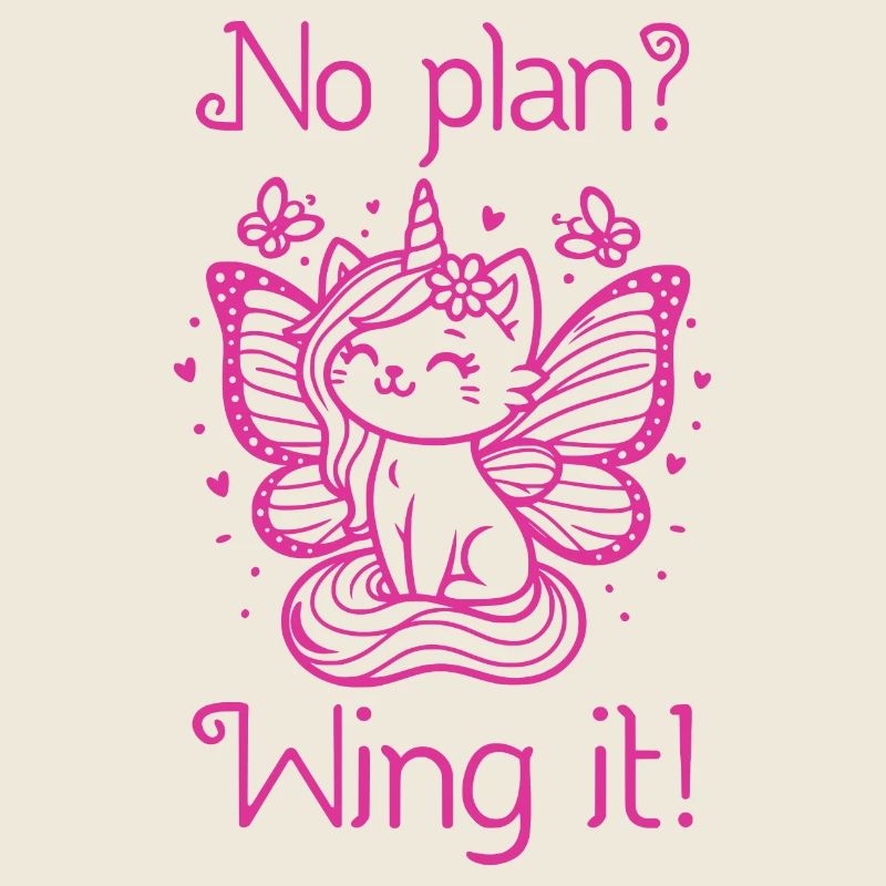 No plan wing it Winged Unicorn Cat