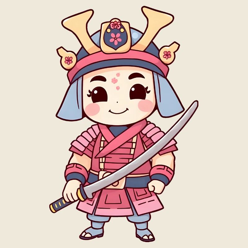 Junger Samurai-Krieger, bereit für den Kampf