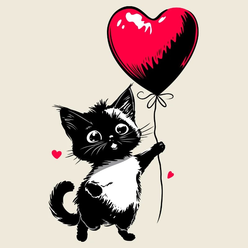 Ballon Chat avec Cœur - Heartful Creatures