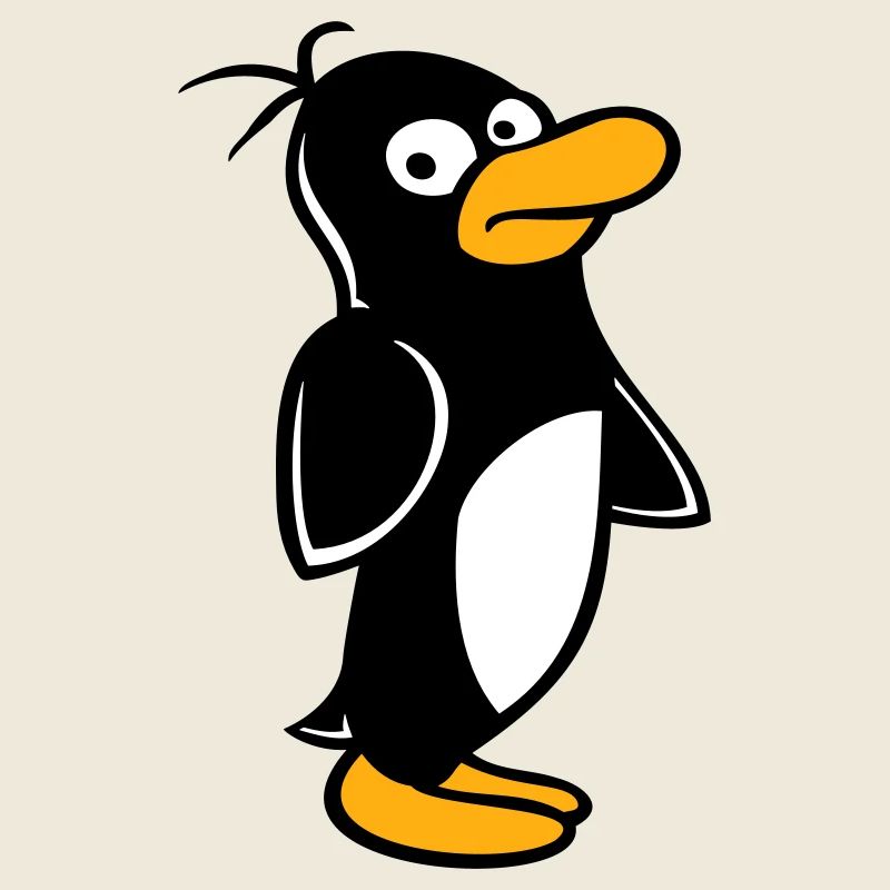 Penguin looks funny cautiously to the side