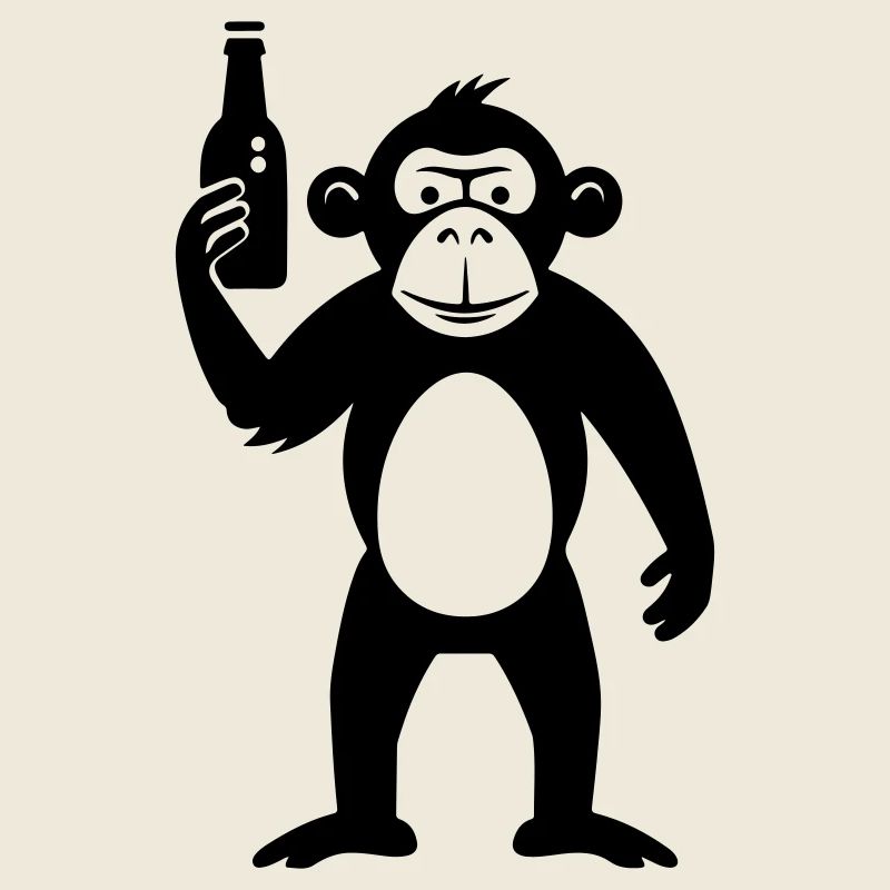 Affe mit Bierflasche