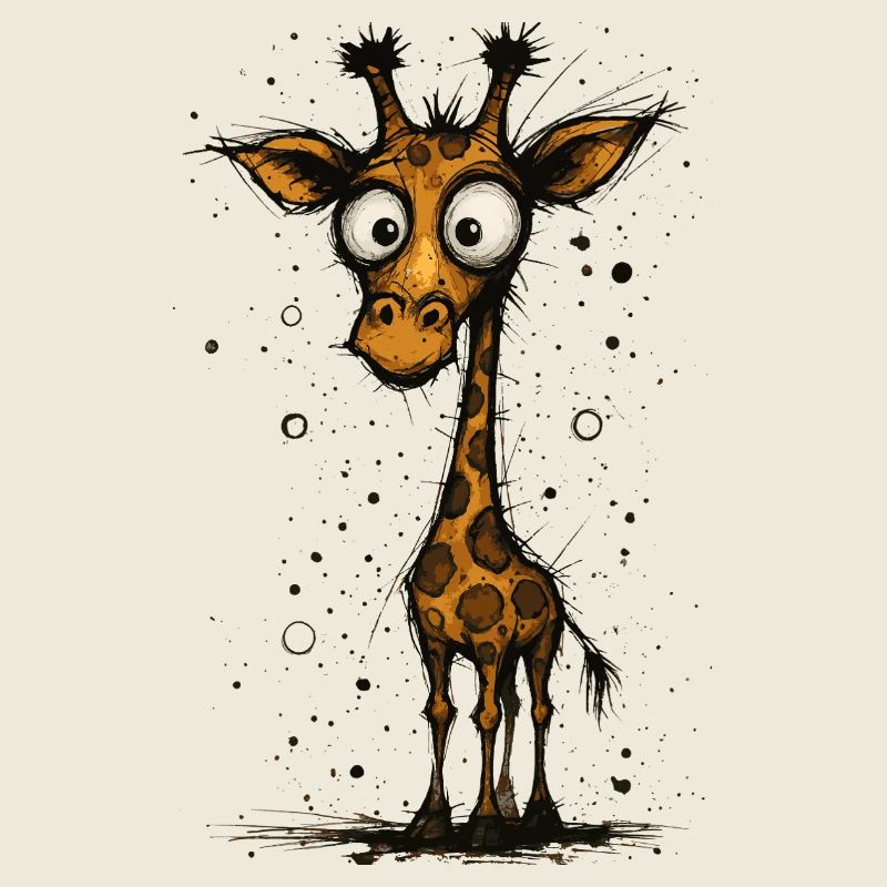 Funny giraffe with big eyes – comic splash