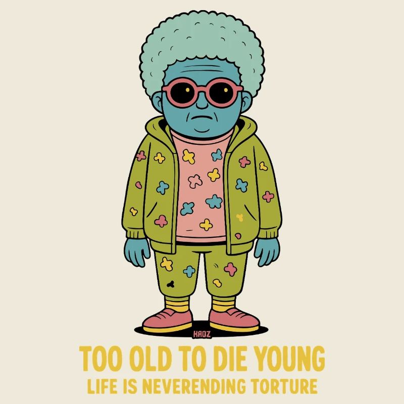 Blaue Afro-Punk Figur Hoodie Patchwork