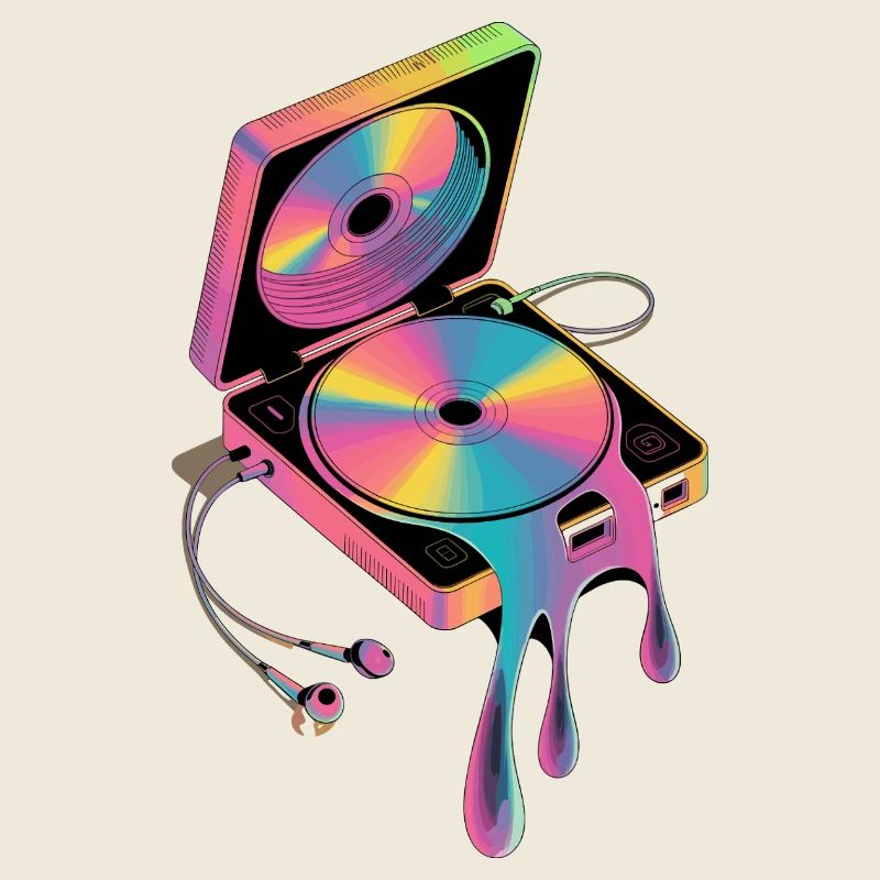 Retro Discman Psychedelic CD Player 90s