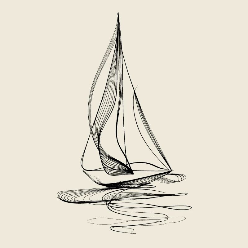 Segelboot Line Art – Schwarze Minimal Grafik