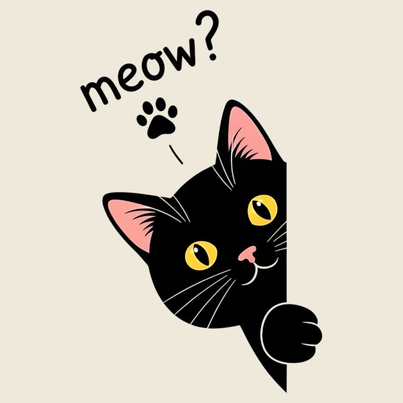 Chat noir curieux au bord de Meow ! - Black Ca