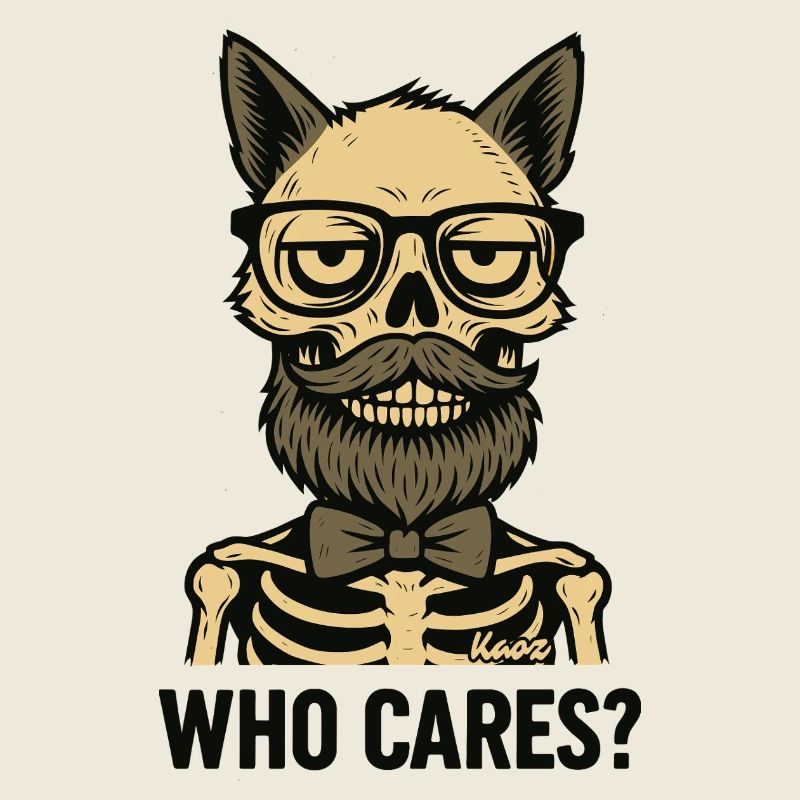 Skull cats man with beard and glasses