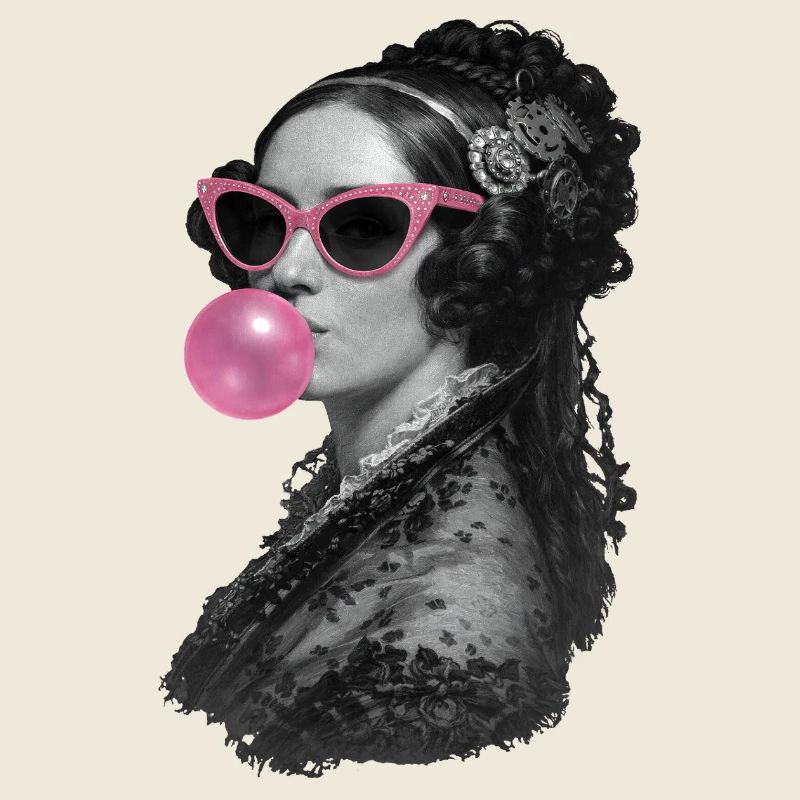 Ada Lovelace with pink sunglasses and bubblegum