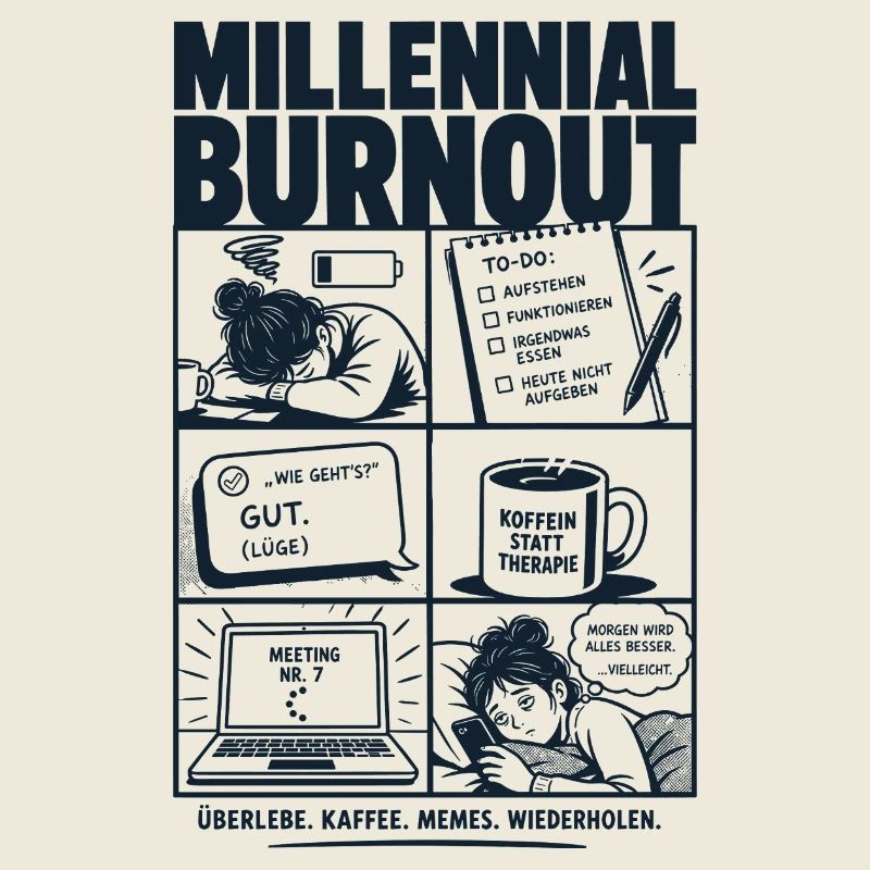 Millennial Burnout Humor Alltag Comic
