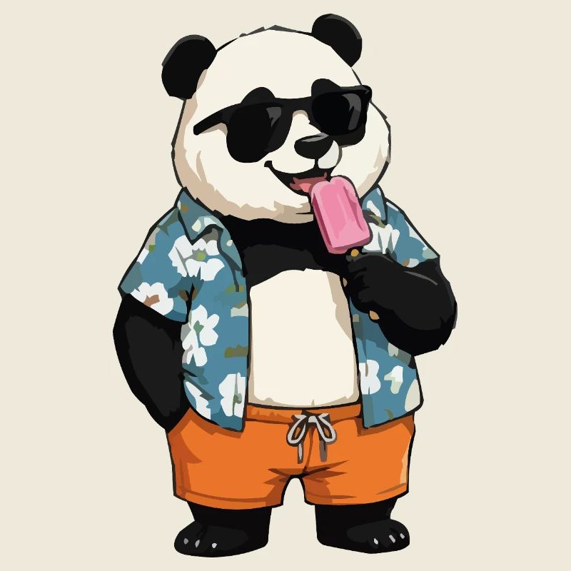 Panda Strand mit Eis