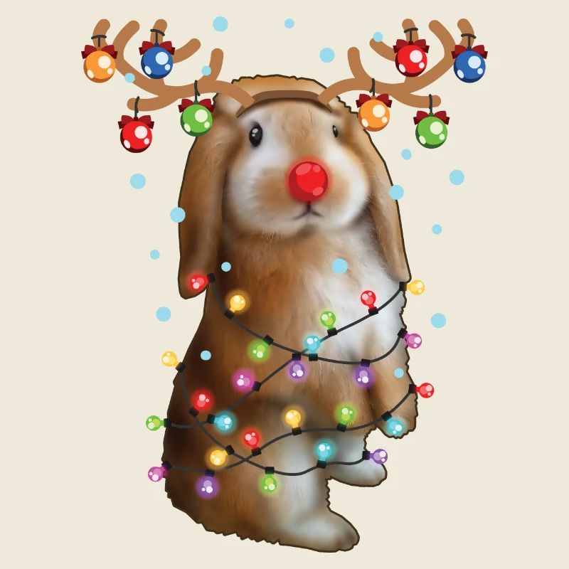 Christmas Rabbit - Funny Cute Reindeer Xmas Rabbit