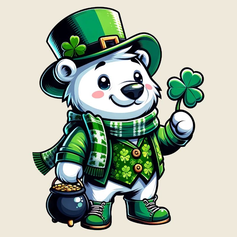 St. Patrick's Polar Bear Cartoon Design