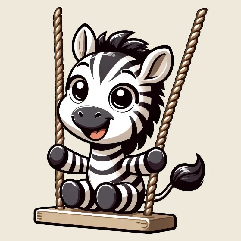 Ein süßes Zebra sitzt auf einer Schaukel