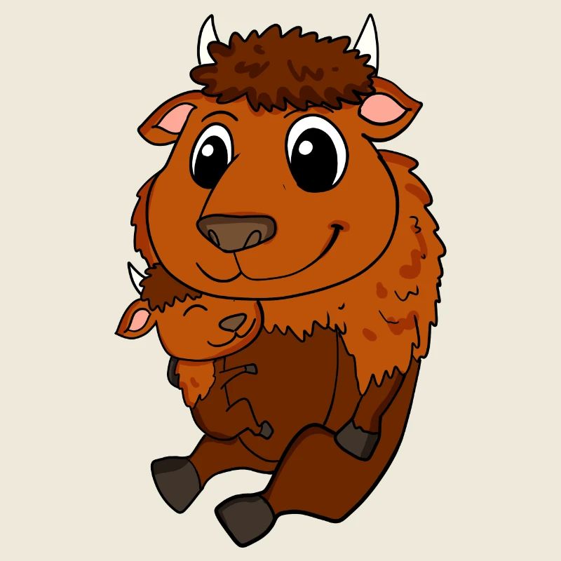 Grossesse familiale - Bison avec bébé - Bison