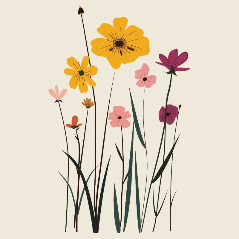 Fleurs de prairie dans un jeu de couleurs