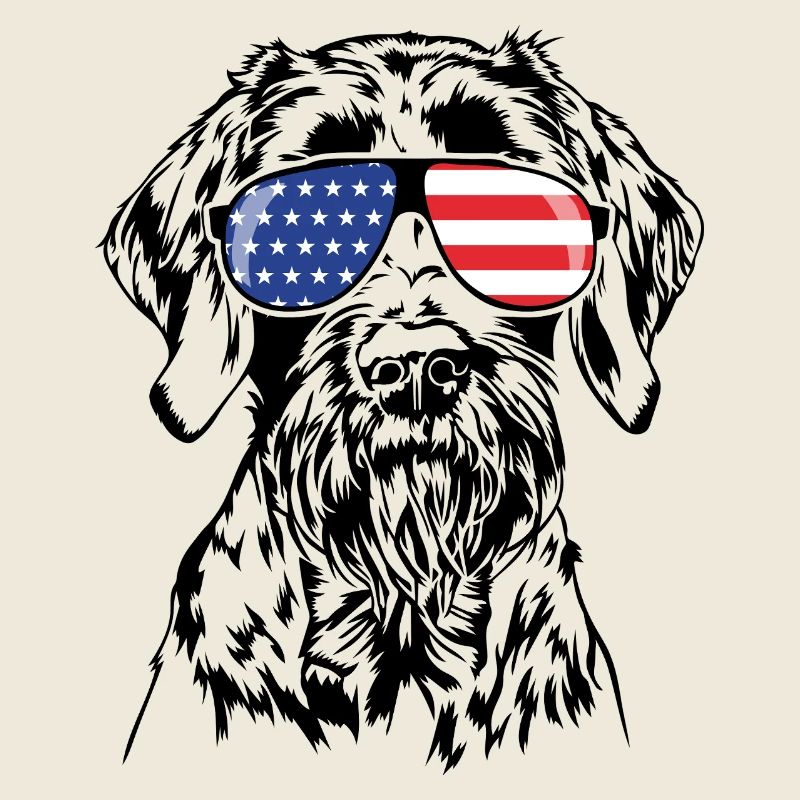 German Wirehaired America Flag Dogs Wilsigns