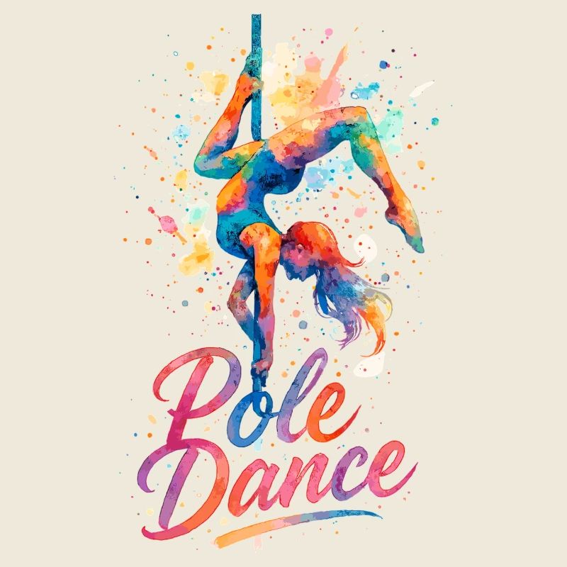 Pole Dance Poledancerin Aquarell Farbe Geschenk