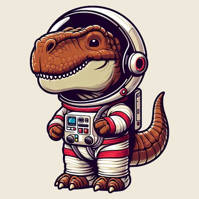 Dino Astronaut im Weltall Cartoon