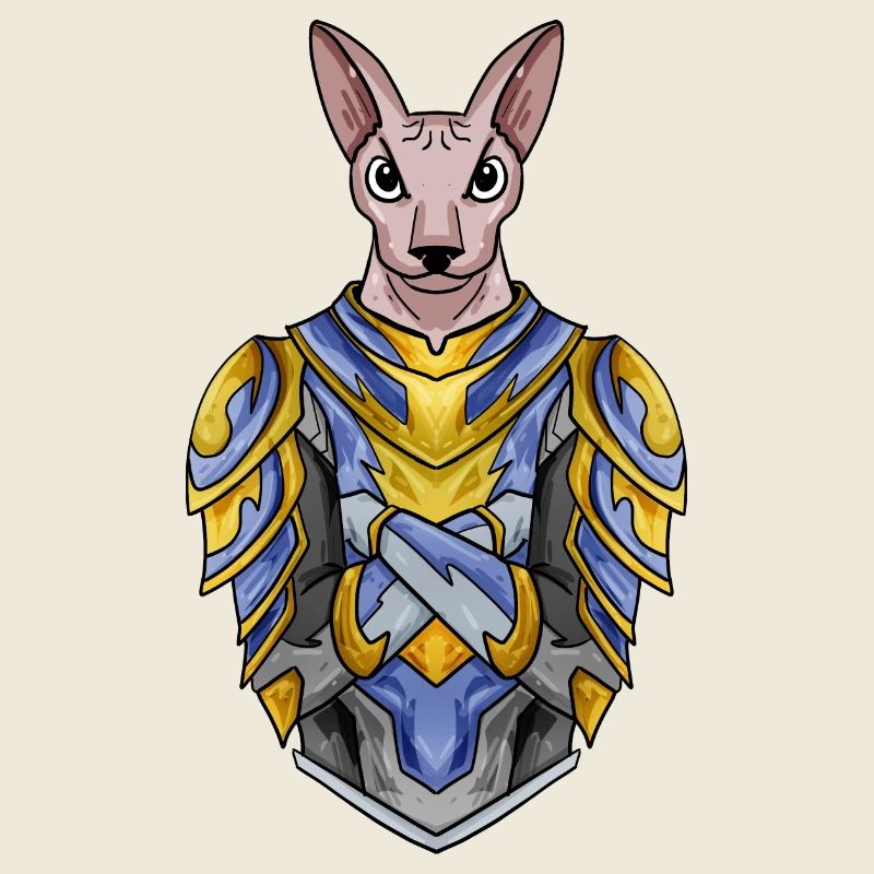 Knight Cat Cat Breed Sphynx with Armor